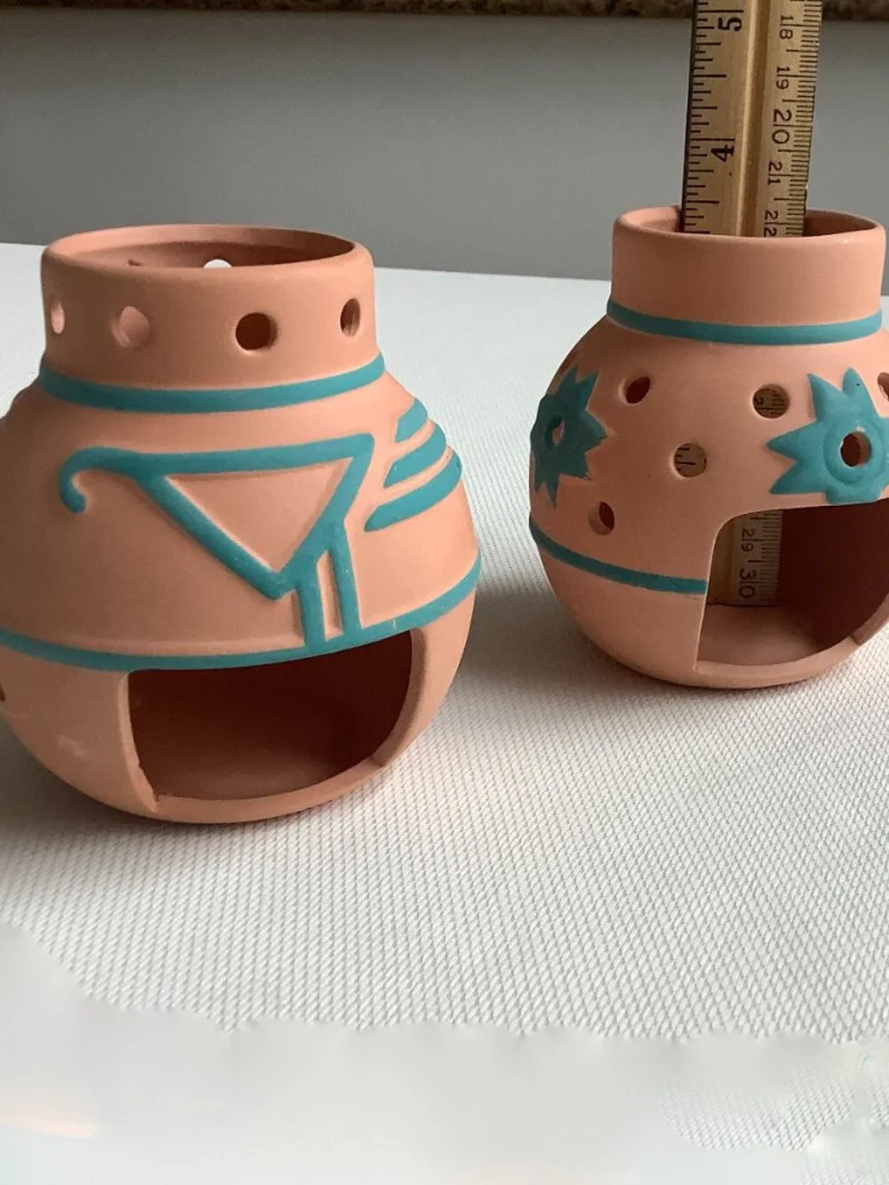 Collection of small Southwest Candle holders Clay Ceramic